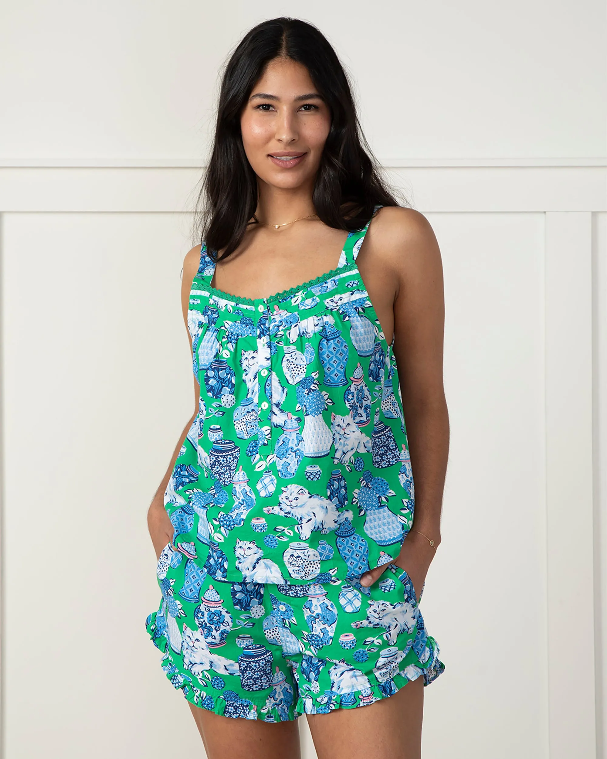 Fancy Cat - Back to Bed Short Set - Green Juice
