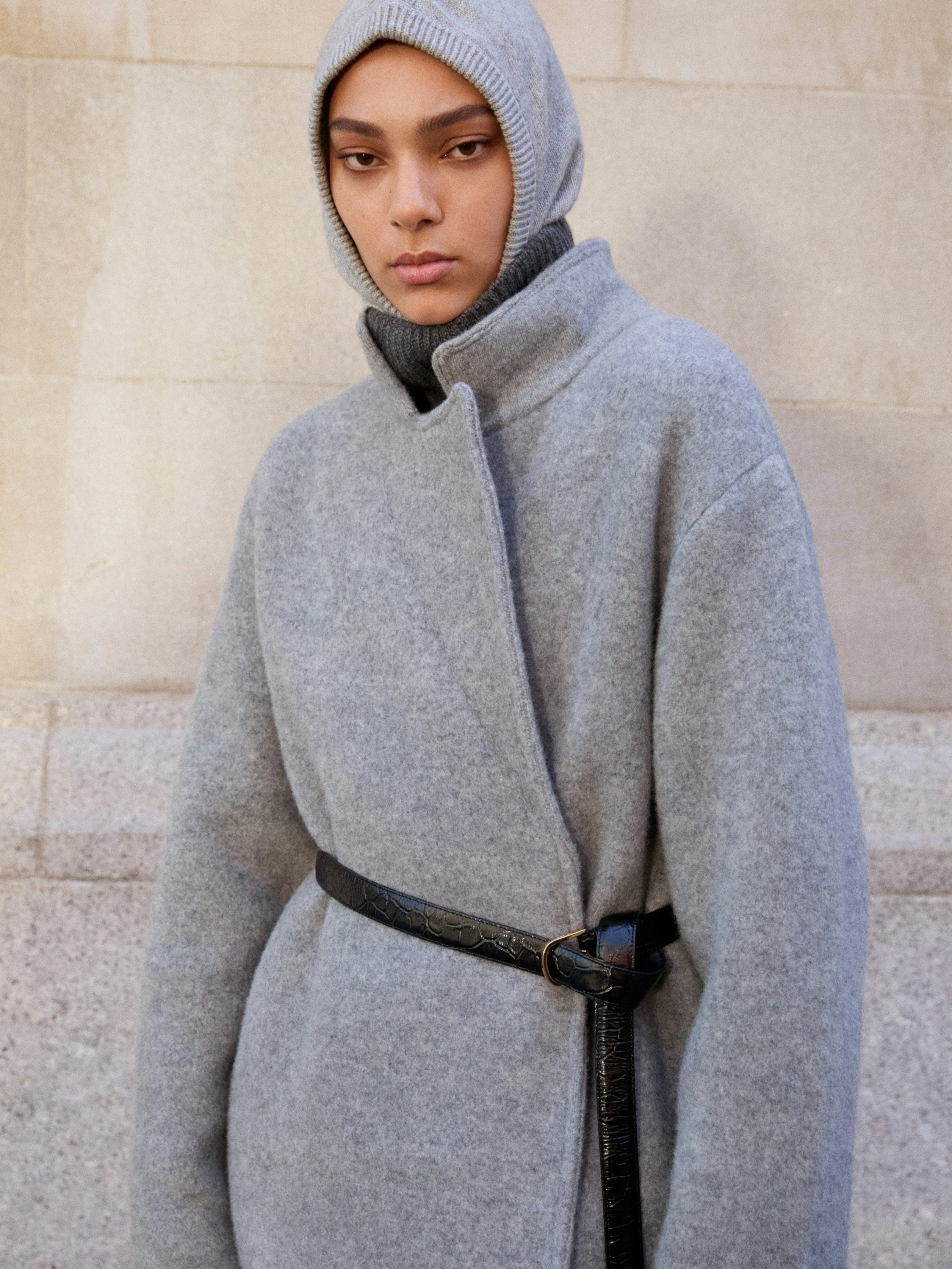 Felted Wool Coat in Medium Heather Grey
