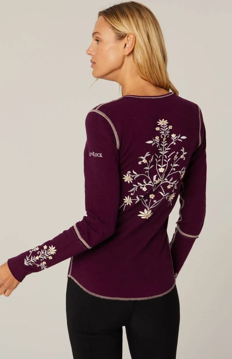 Flora Henley Shirt - Purple - SALE