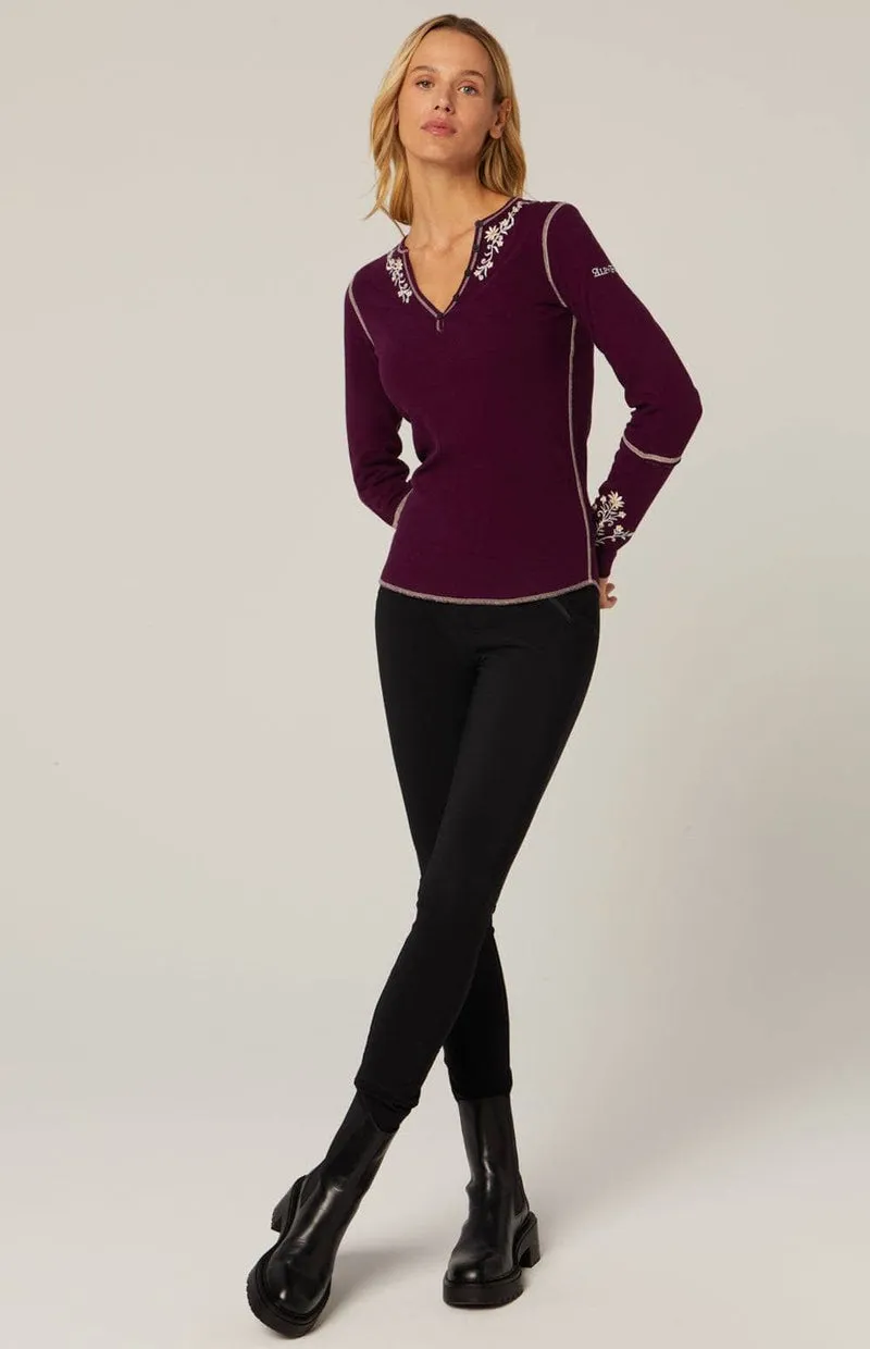 Flora Henley Shirt - Purple - SALE
