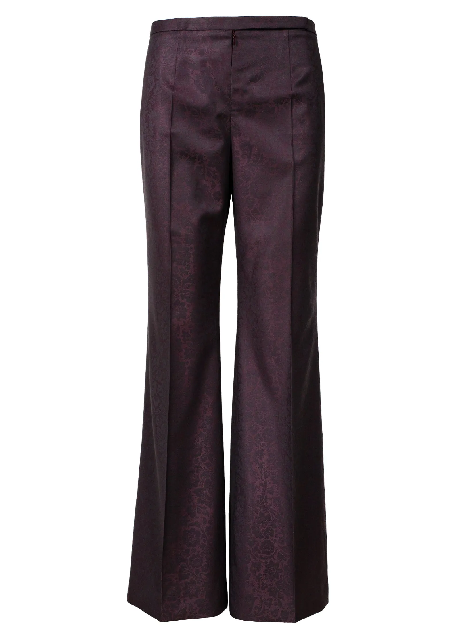 Floral Jacquard Fine Wool Wide Leg Pants