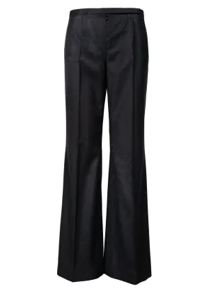 Floral Jacquard Fine Wool Wide Leg Pants