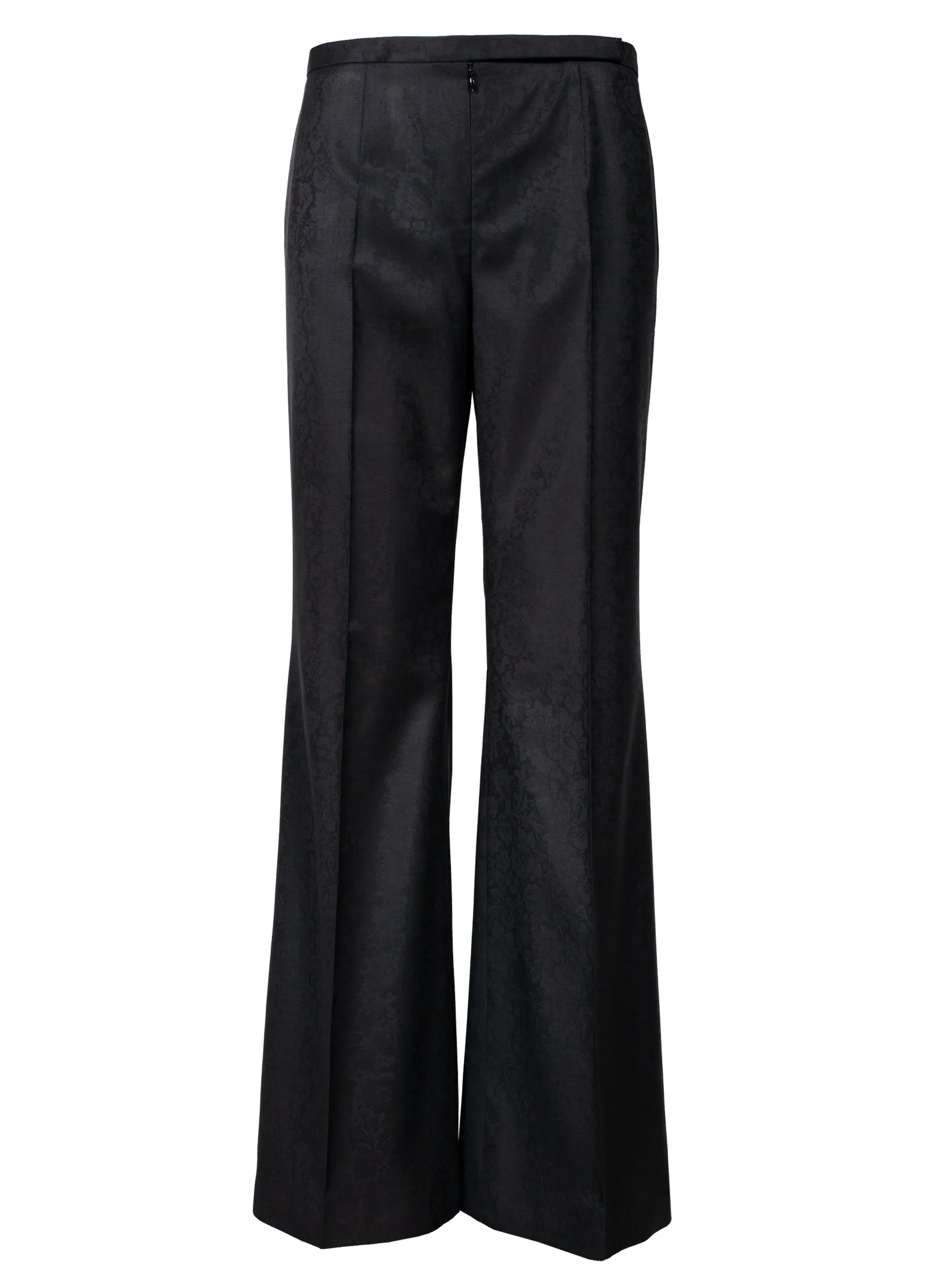 Floral Jacquard Fine Wool Wide Leg Pants