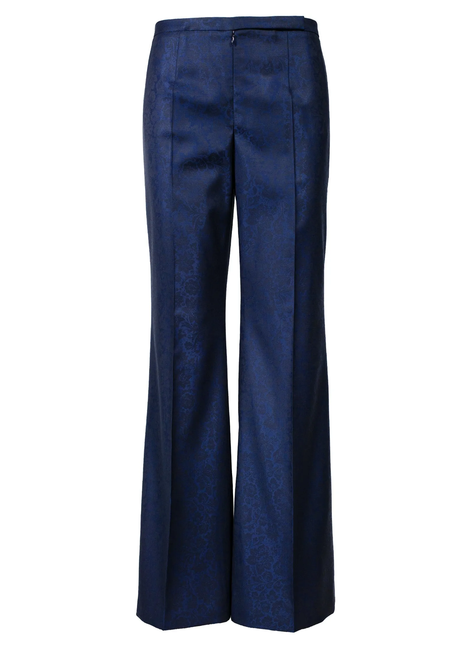Floral Jacquard Fine Wool Wide Leg Pants