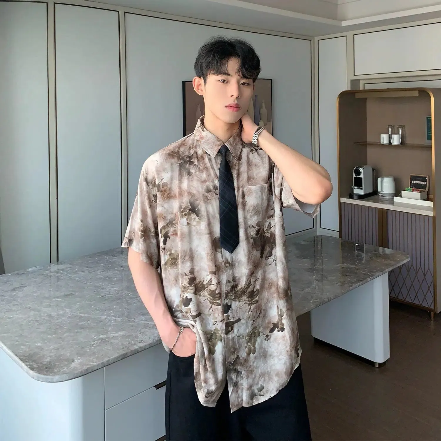 Floral Print Button-down Shirt