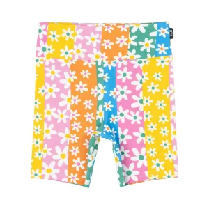 Floral Stripes Bike Shorts