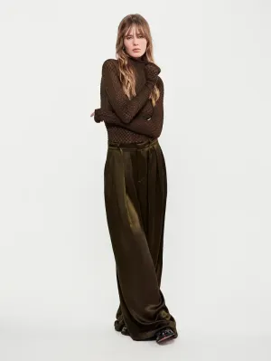 FRAME - Long Silk Trouser in Rich Military