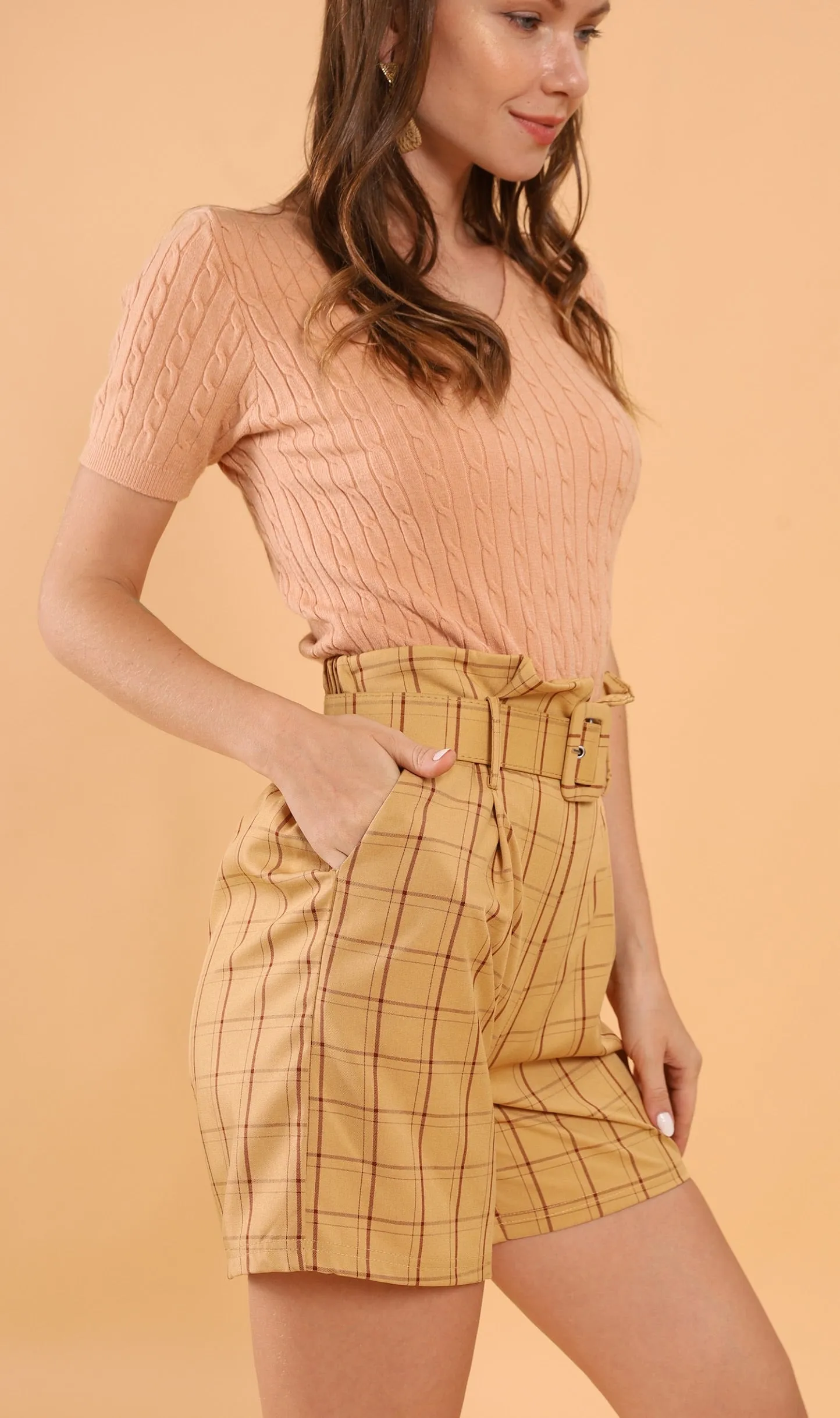 FRANKIE Belted Bermuda Shorts (Mustard)