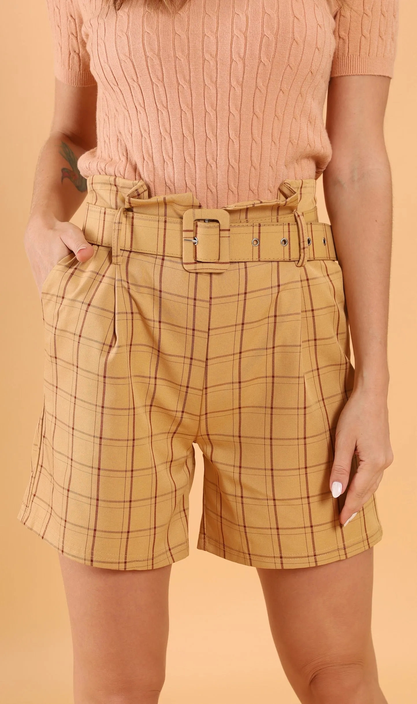 FRANKIE Belted Bermuda Shorts (Mustard)