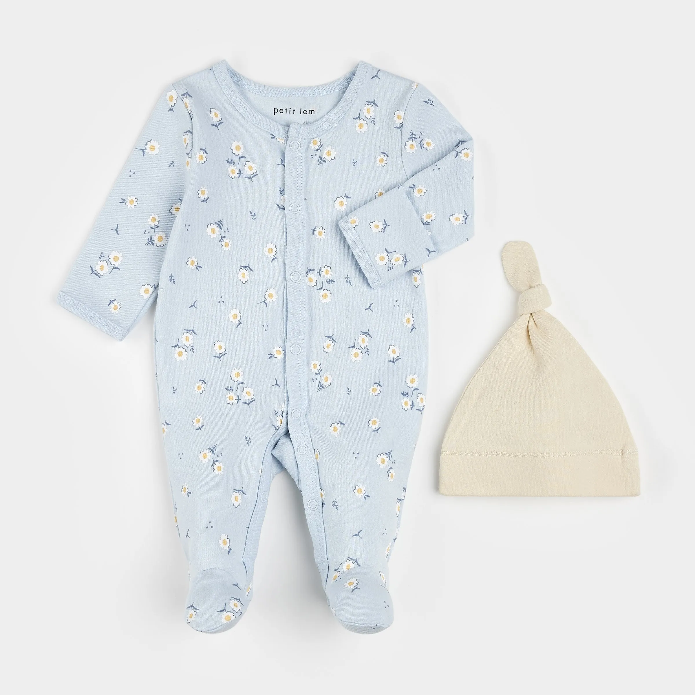 Fresh Floral Print on Preemie Sleeper with Hat