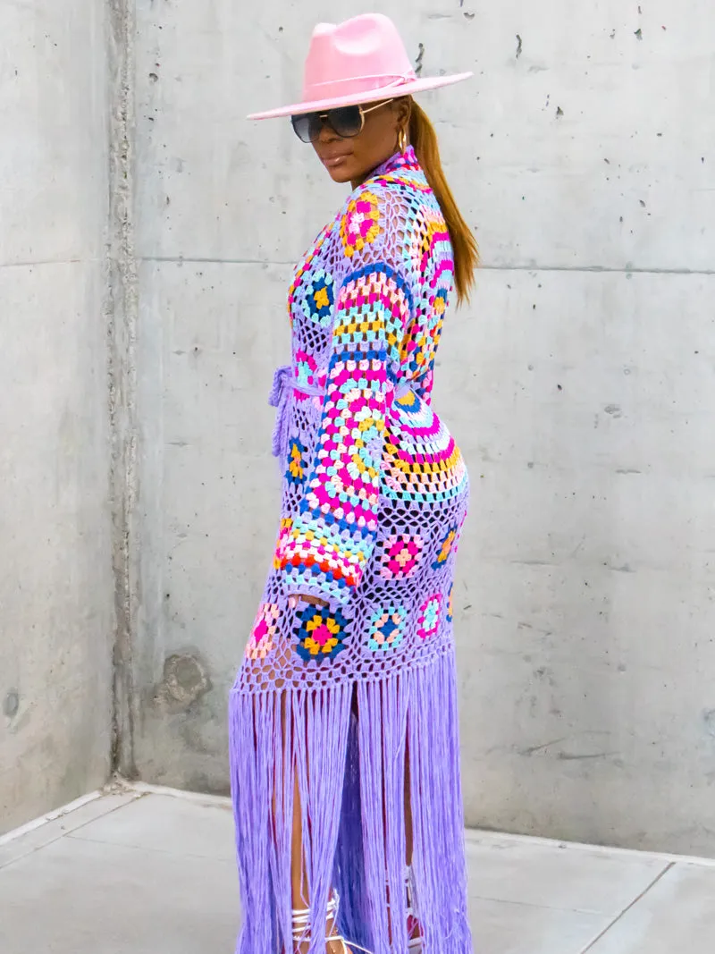 Full of Color Crochet Cardigan (Purple)