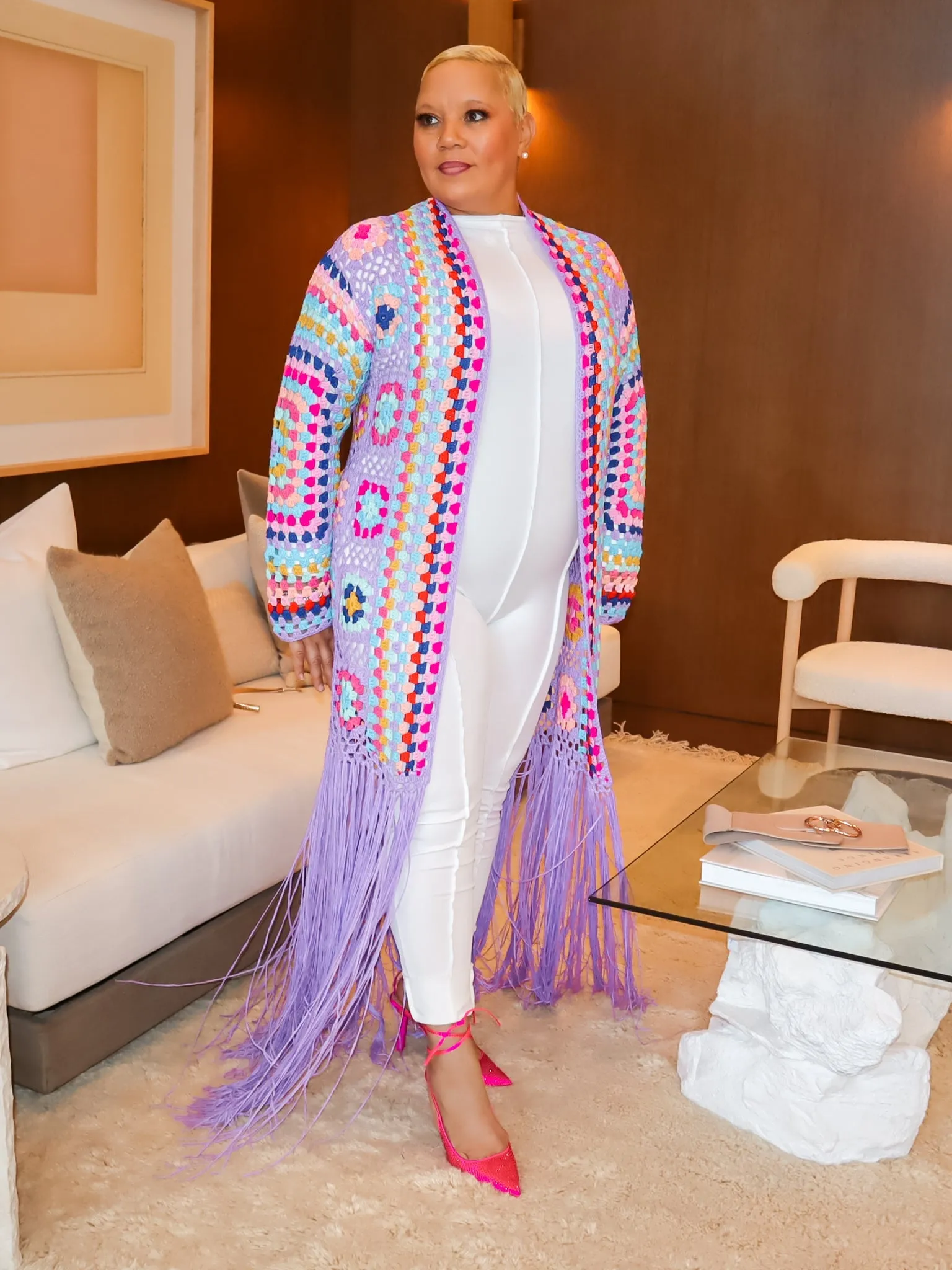 Full of Color Crochet Cardigan (Purple)