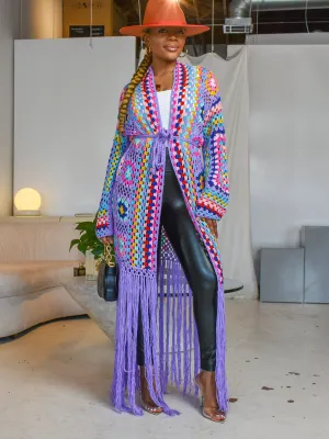 Full of Color Crochet Cardigan (Purple)