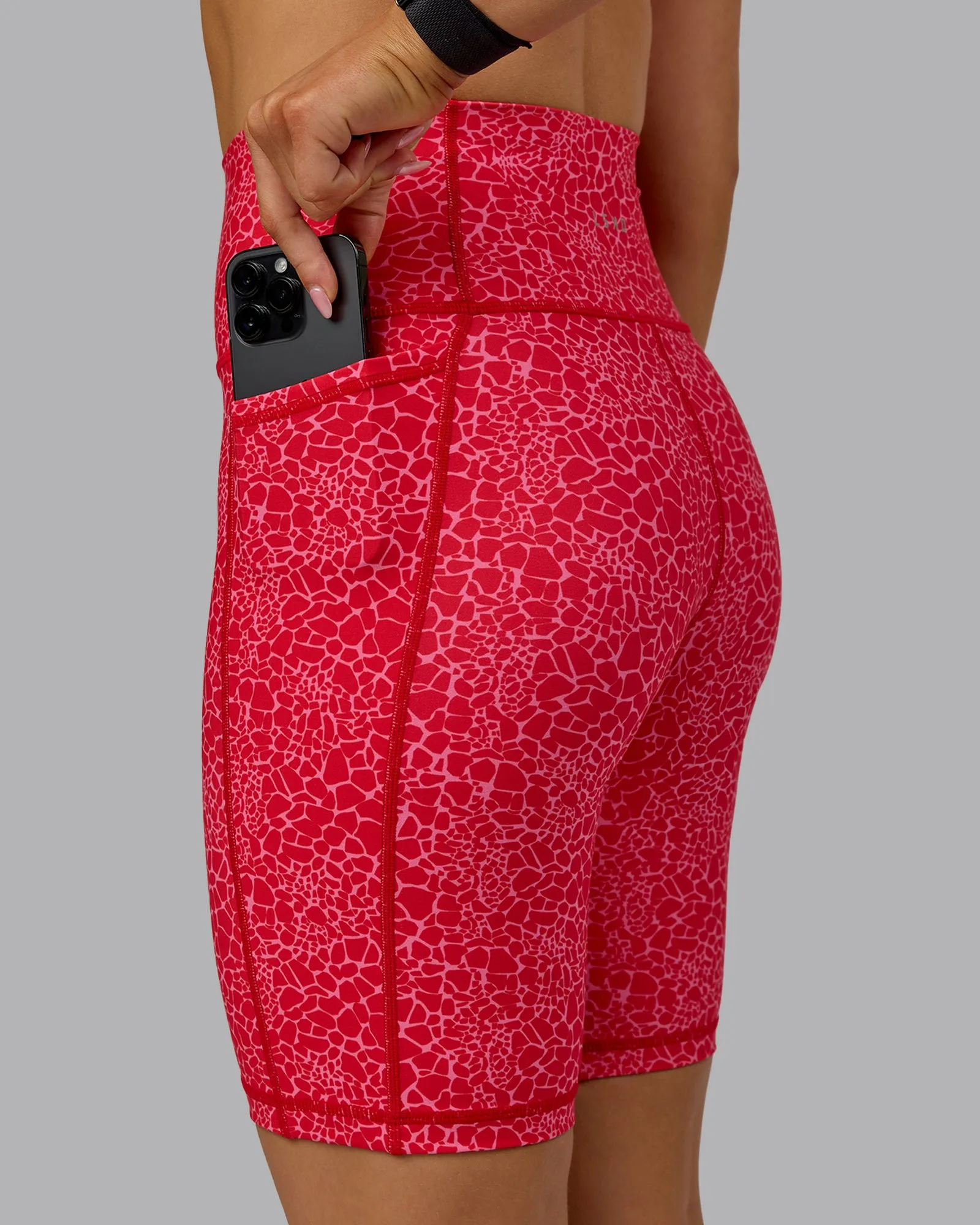 Fusion Bike Shorts with Pockets - Red Vitality Print