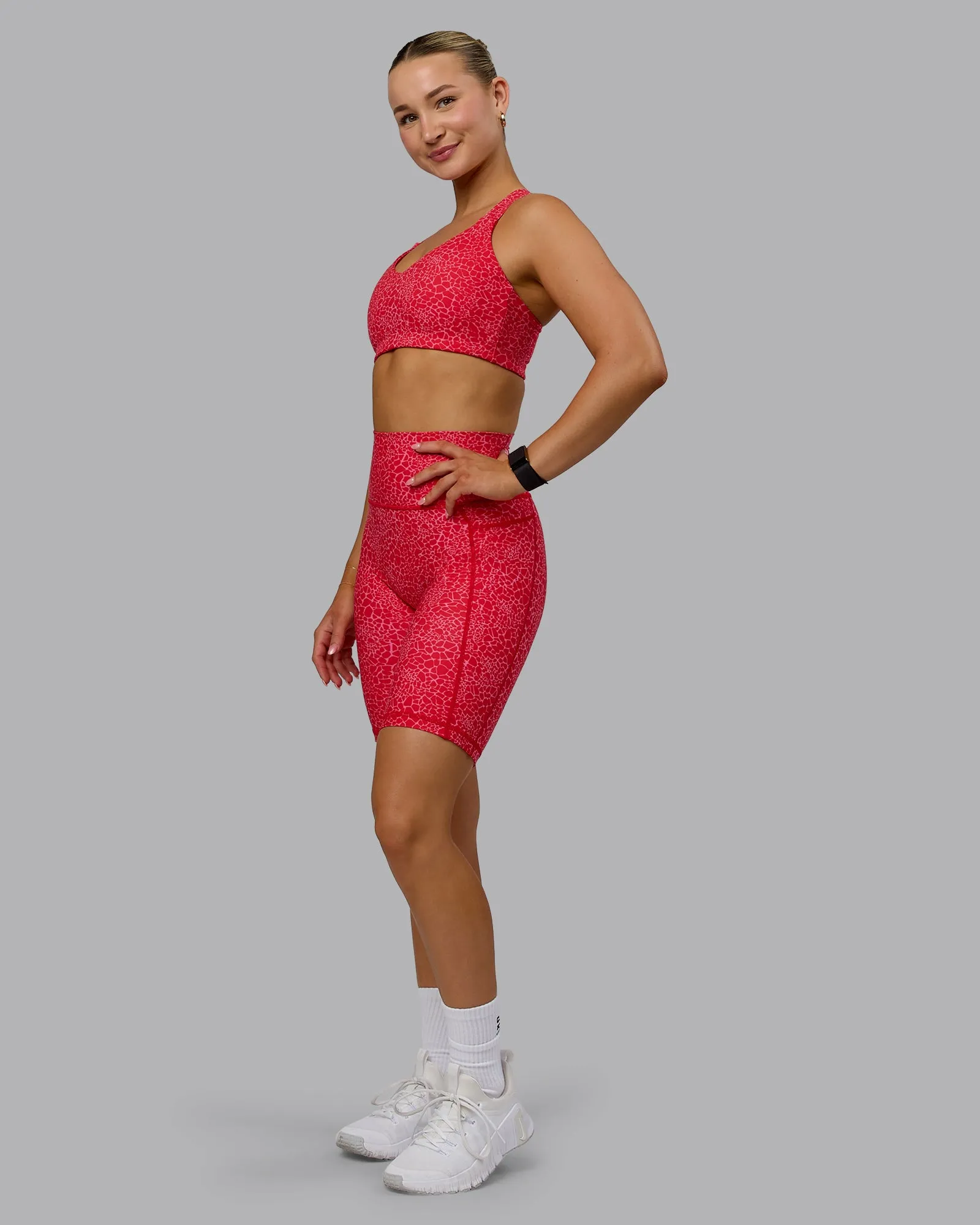 Fusion Bike Shorts with Pockets - Red Vitality Print