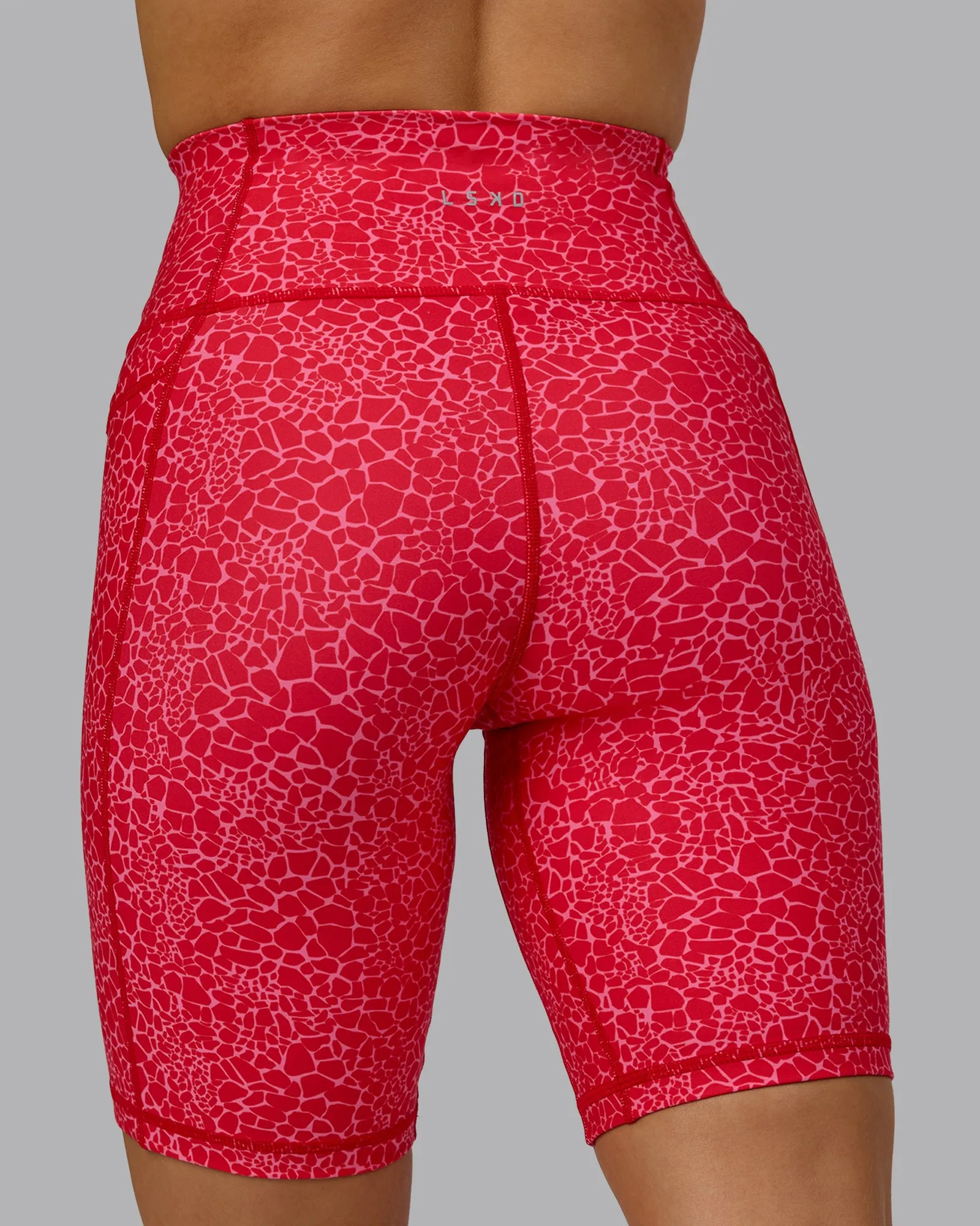 Fusion Bike Shorts with Pockets - Red Vitality Print