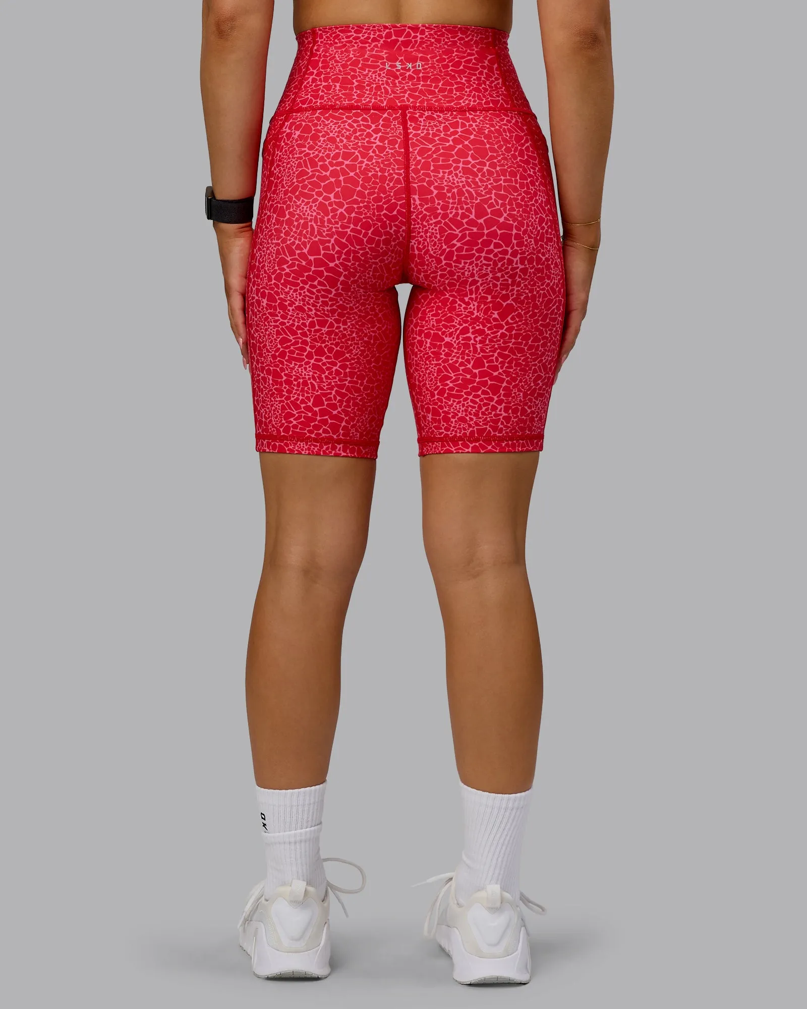 Fusion Bike Shorts with Pockets - Red Vitality Print