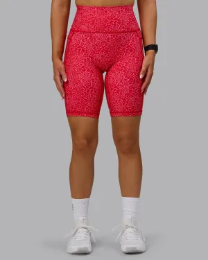 Fusion Bike Shorts with Pockets - Red Vitality Print