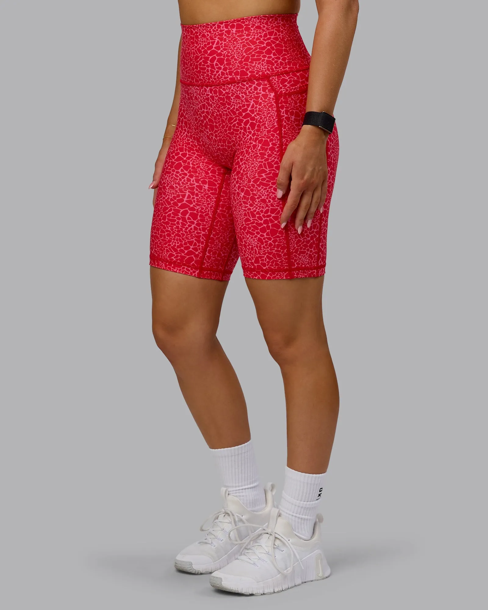 Fusion Bike Shorts with Pockets - Red Vitality Print