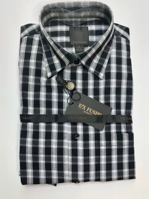 FX Fusion Black and Grey Check Long Sleeve Sport Shirt