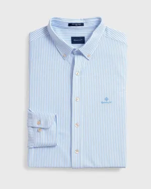 GANT Capri Blue Tech Prep Pique Stripe Slim Button Down Shirt 3003462 Size M NWT