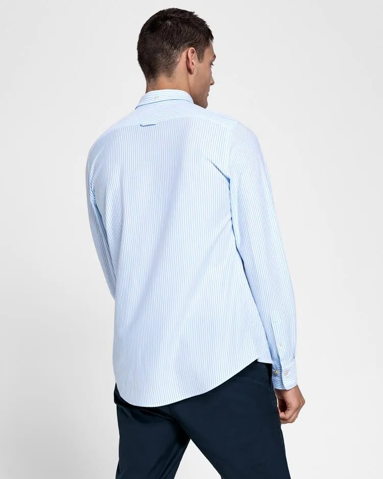 GANT Capri Blue Tech Prep Pique Stripe Slim Button Down Shirt 3003462 Size M NWT