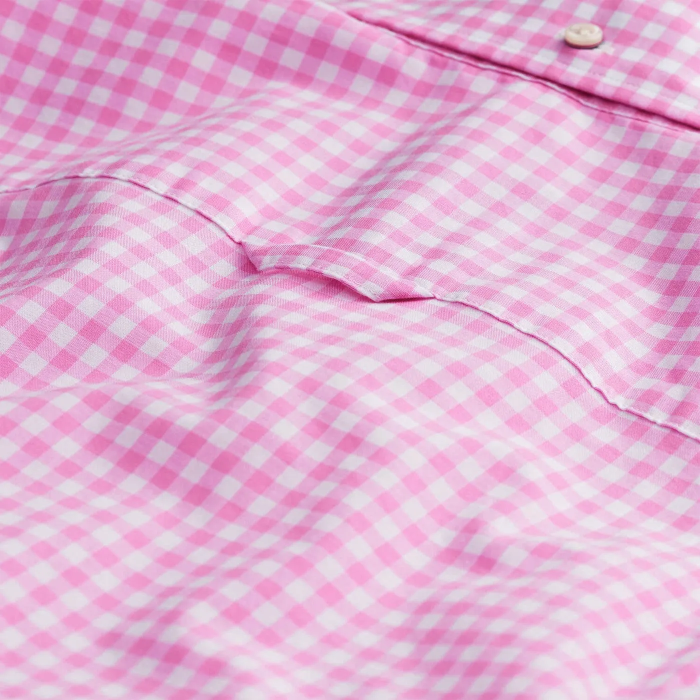 GANT Rouge Pink Poplin Gingham Fitted Button Down Shirt 371022 Size Medium