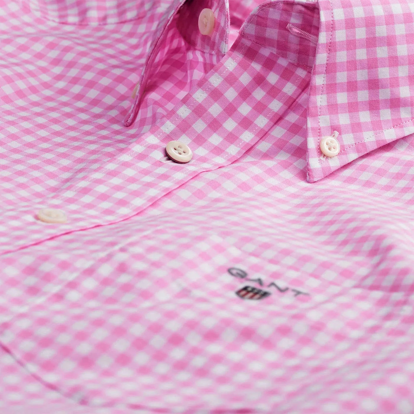 GANT Rouge Pink Poplin Gingham Fitted Button Down Shirt 371022 Size Medium