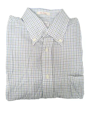 GANT RUGGER Storm Blue Imported Fabric Tattersall Shirt 351400 Size Medium