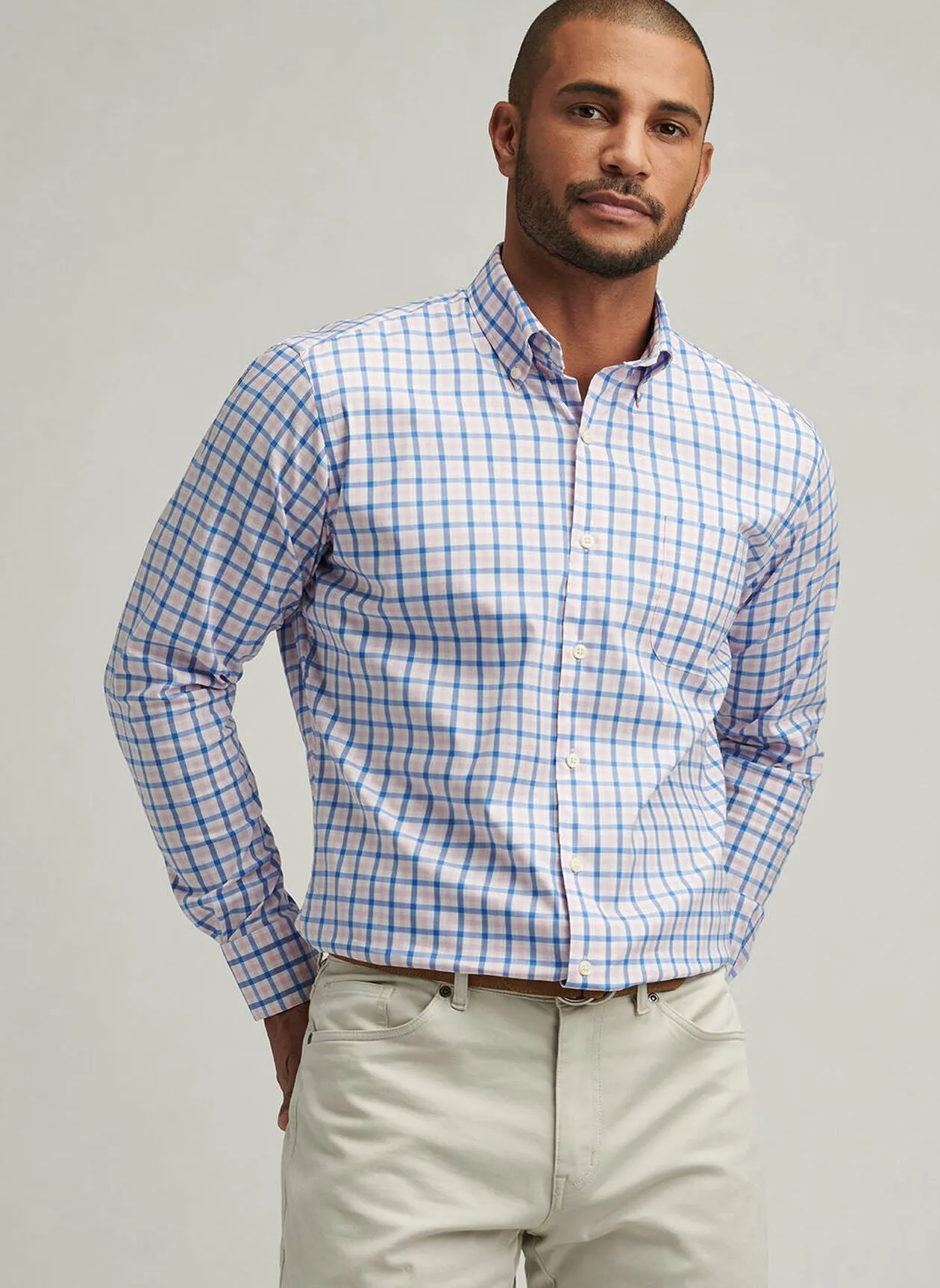 Gardner Crown Lite Cotton-Stretch Sport Shirt by Peter Millar - Blue Poppy
