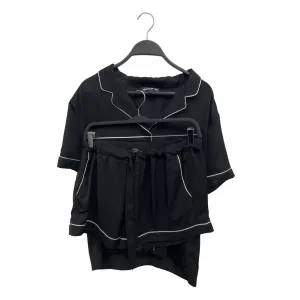 Generation Love Womens Black Pajama Set With White Piping & Elastic Waistband - Size L