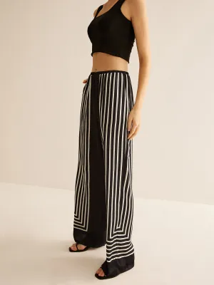 Geometric Pinstripe Satin Pants