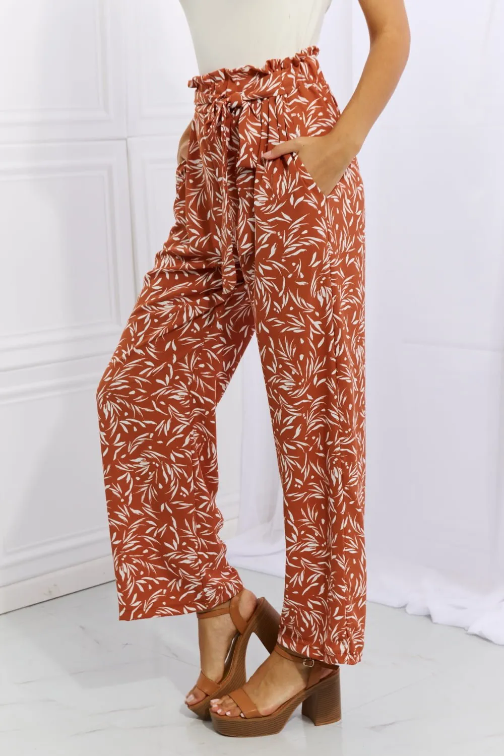 Geometric Print Pants - Red Orange
