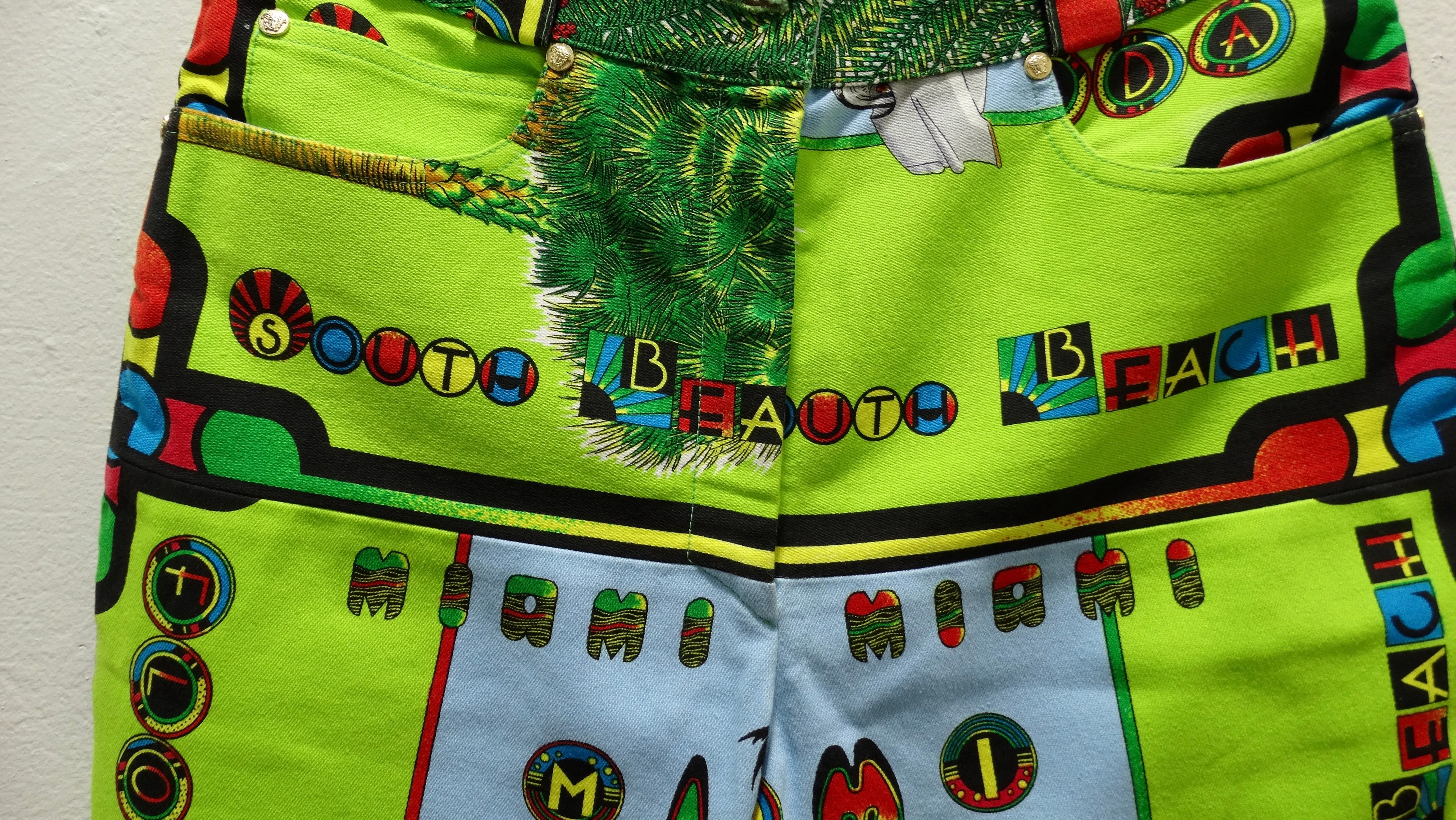 Gianni Versace Miami Print Jeans