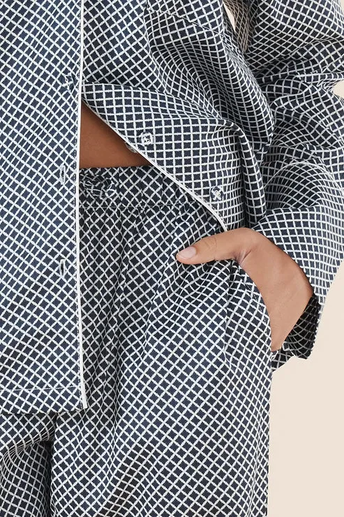 Gingerlilly Sky Diamond Cotton PJ Set - Navy