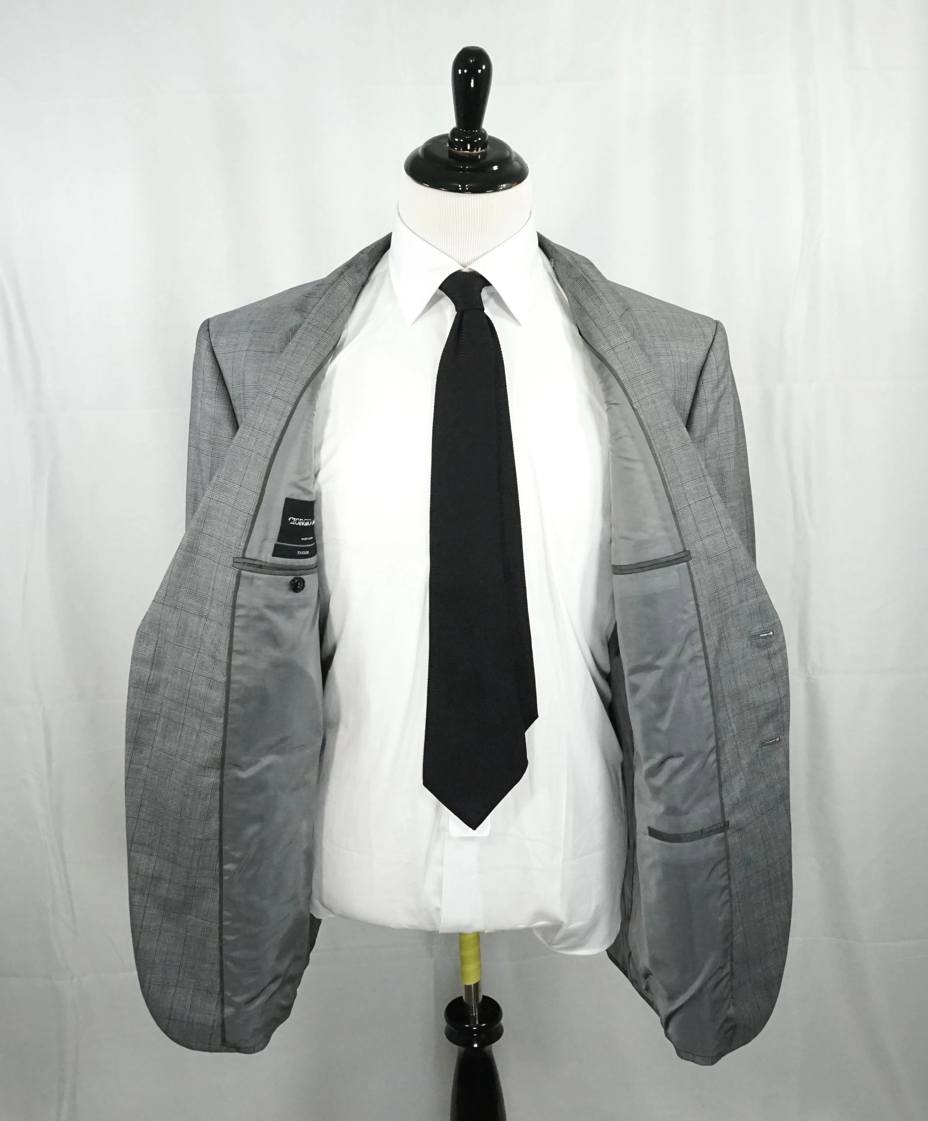 GIORGIO ARMANI - “TAYLOR” Gray Prince of Wales Check Wool/Silk  - 58R
