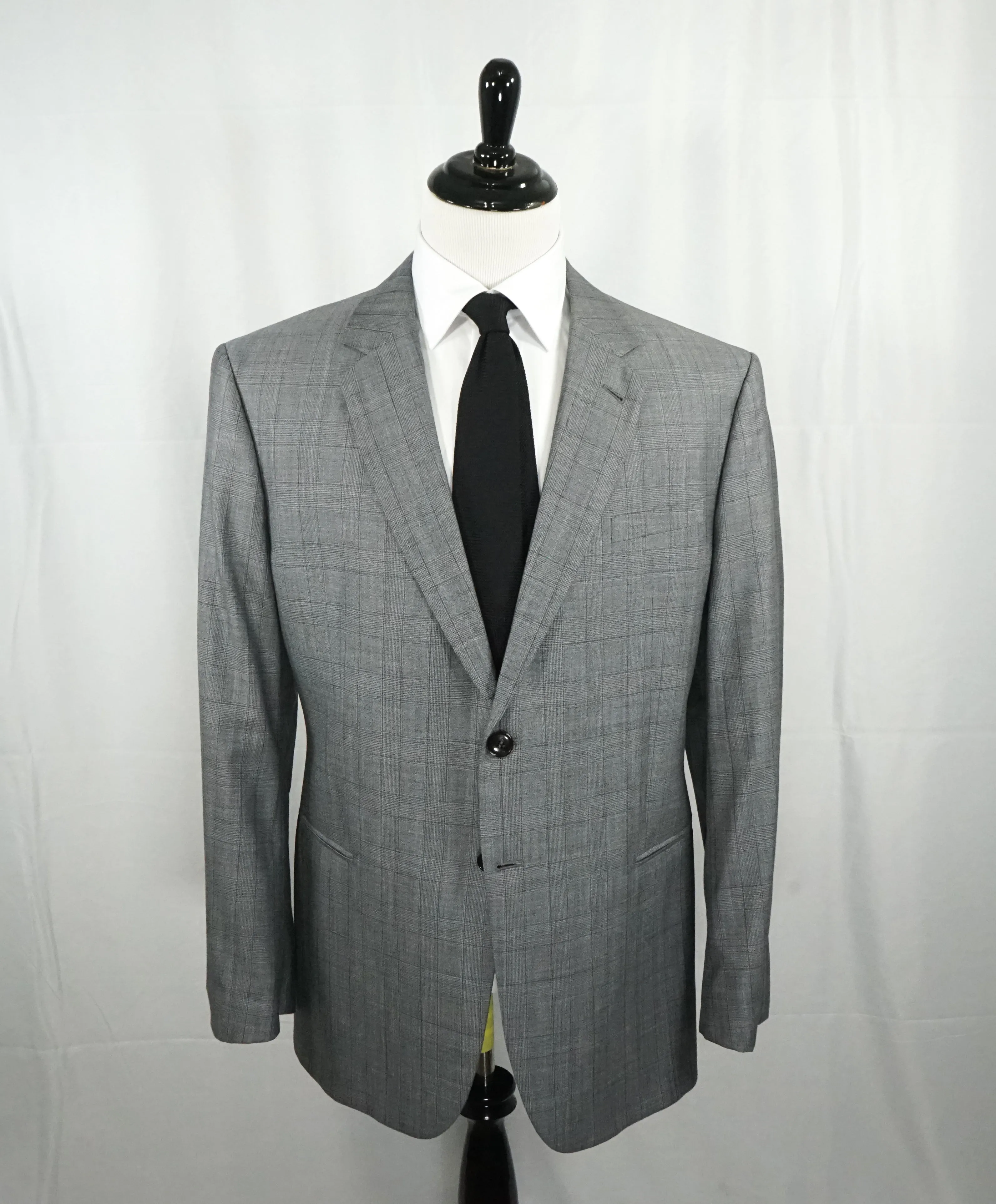 GIORGIO ARMANI - “TAYLOR” Gray Prince of Wales Check Wool/Silk  - 58R