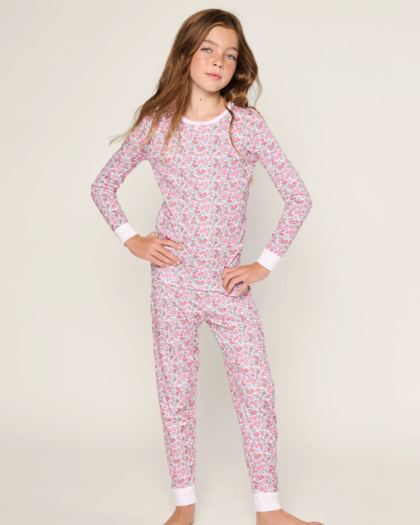 Girl's Fleurs de Rose Pima Pajama Set