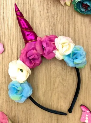 Girls Flower Unicorn Fairy Headband