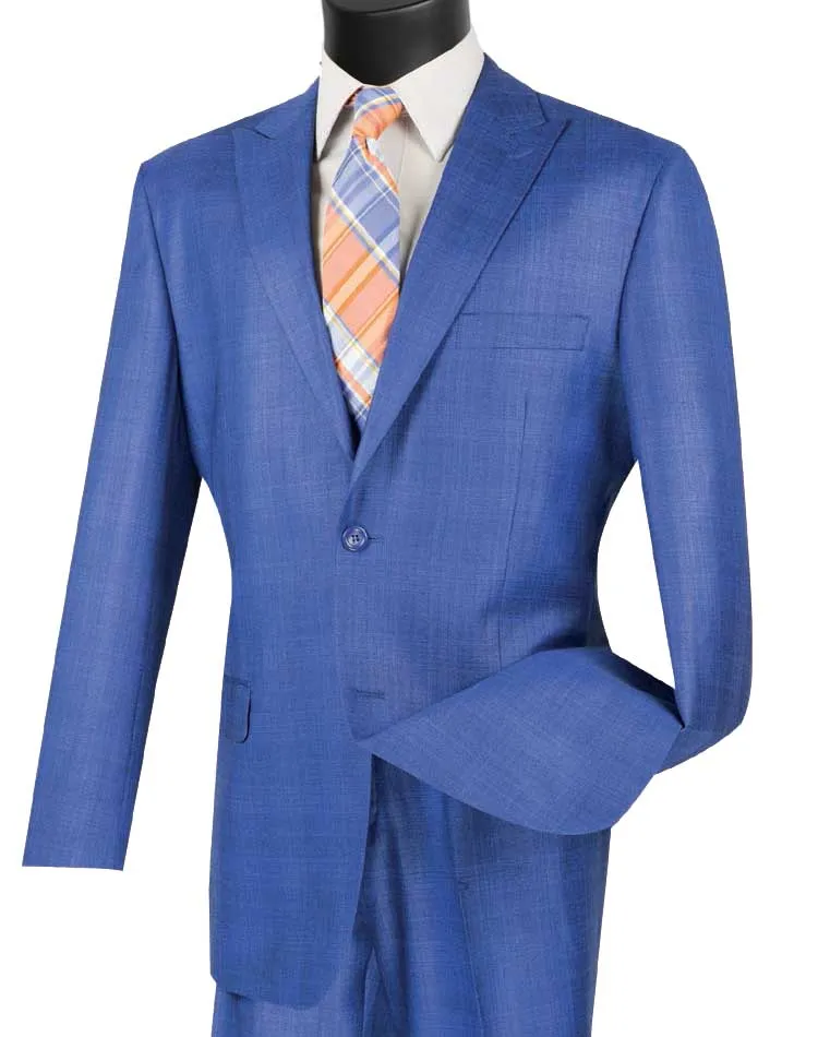Glen Plaid Dress Suit 2 Piece Regular Fit (Blue) 2RW-1