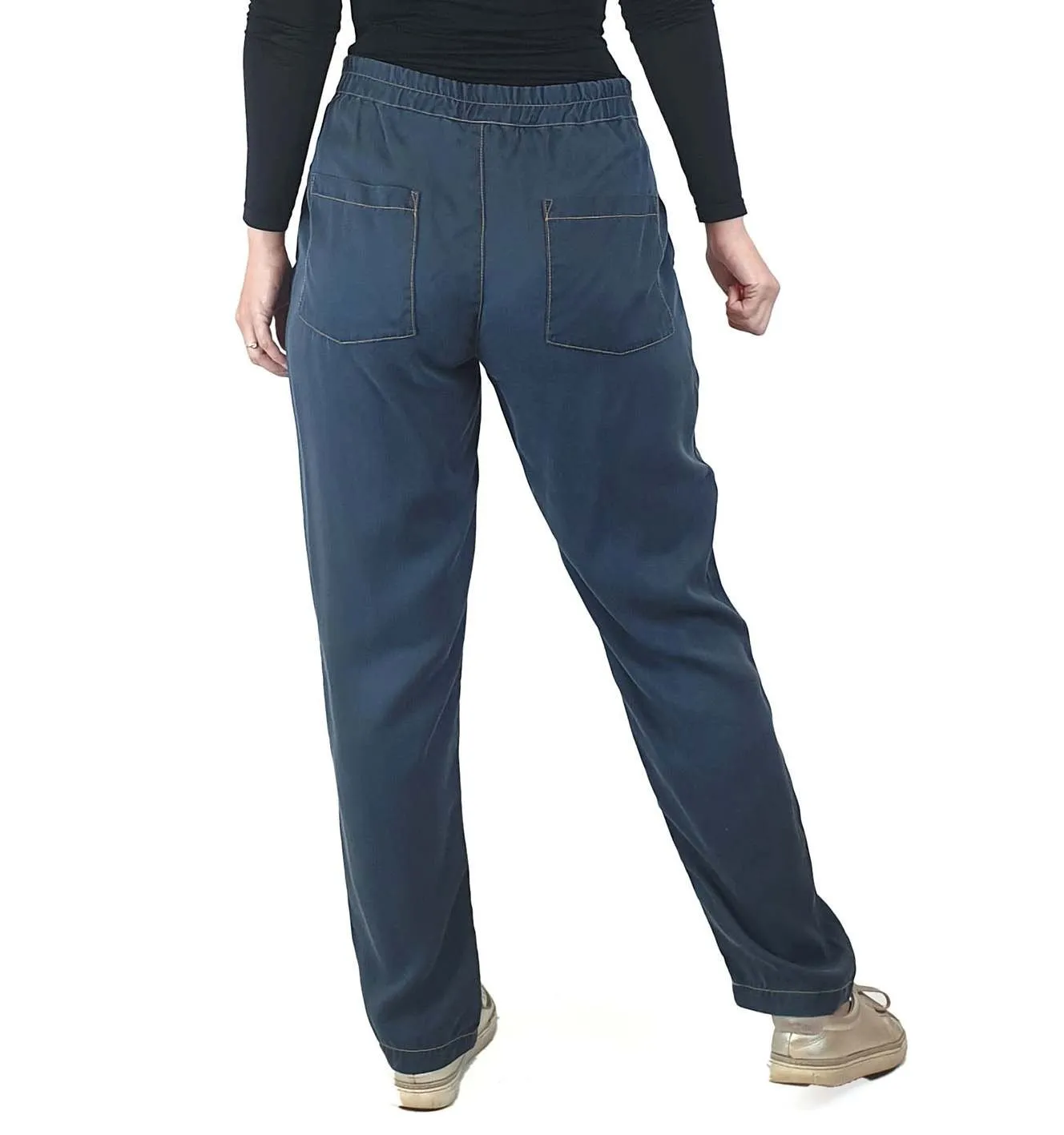 Gorman blue Tencel pants with front/back tie detail size 8