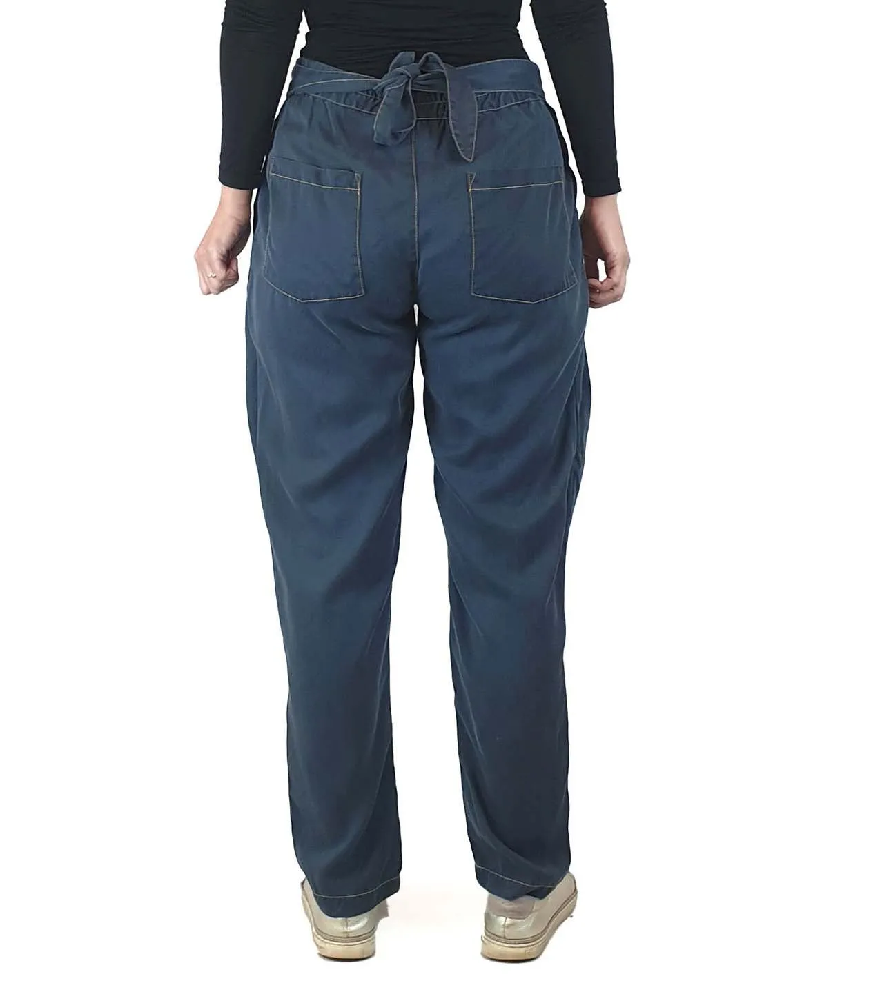Gorman blue Tencel pants with front/back tie detail size 8
