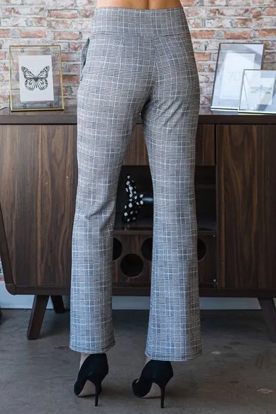 Gray Plaid Flare Pants with Wide Waist Band Small up to 3XL