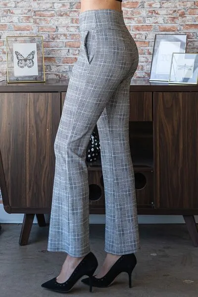 Gray Plaid Flare Pants with Wide Waist Band Small up to 3XL