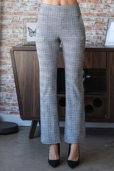 Gray Plaid Flare Pants with Wide Waist Band Small up to 3XL
