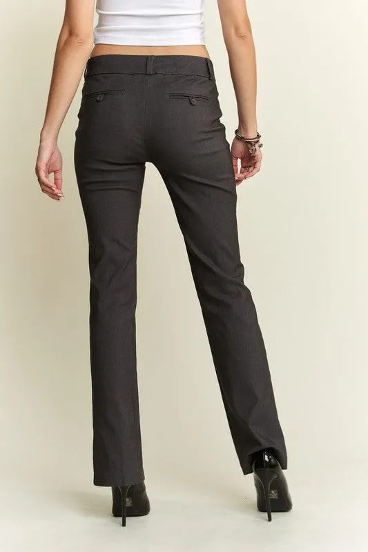 Gray Regular Rise Slim Bootcut Pants
