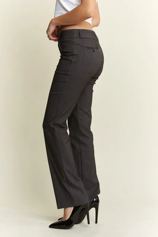 Gray Regular Rise Slim Bootcut Pants