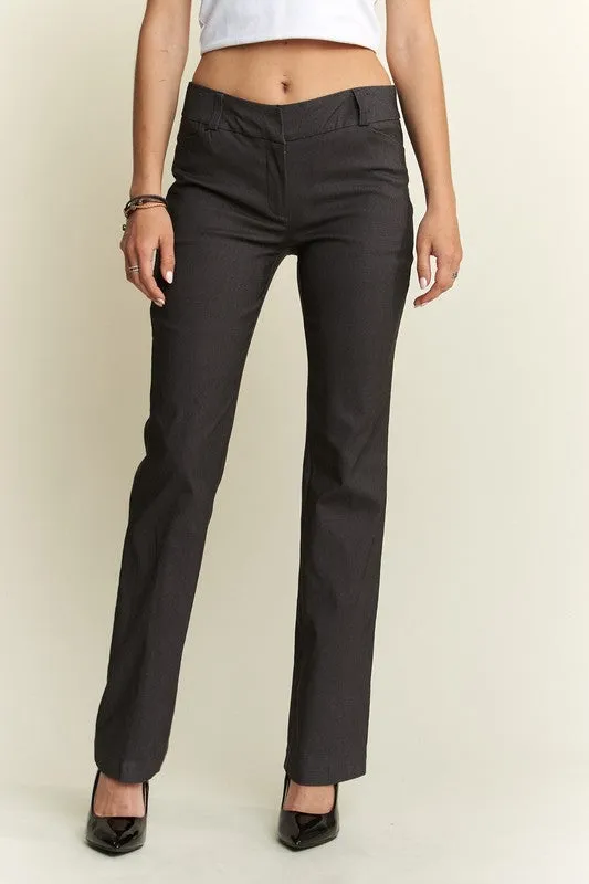 Gray Regular Rise Slim Bootcut Pants