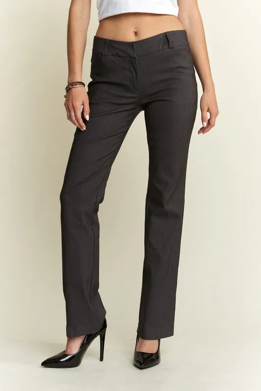 Gray Regular Rise Slim Bootcut Pants
