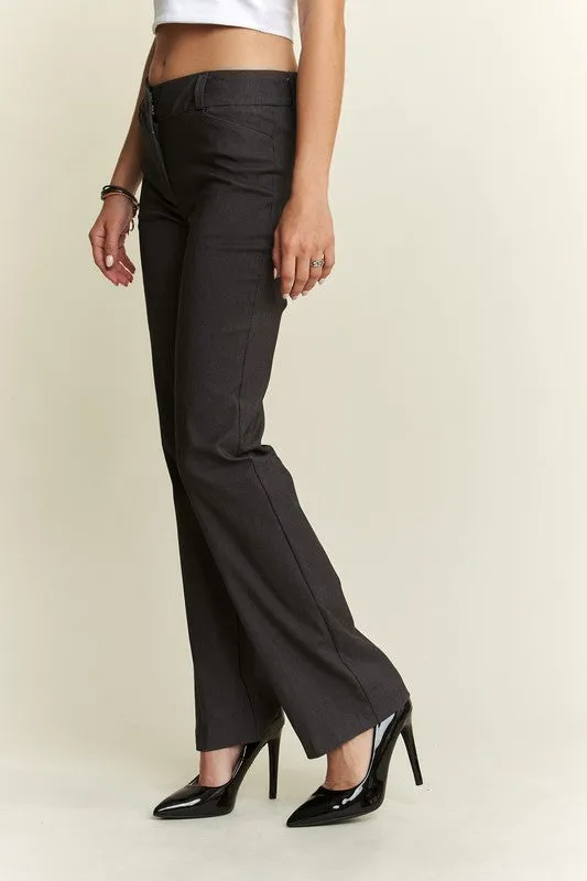 Gray Regular Rise Slim Bootcut Pants